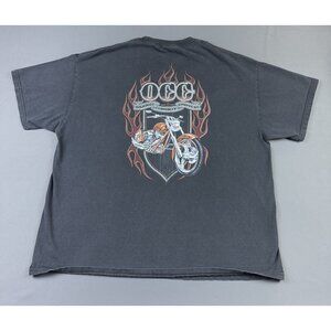 Rare Vintage Y2K Orange County Choppers OCC Flame Motorcycle Bike Black Sun Fade